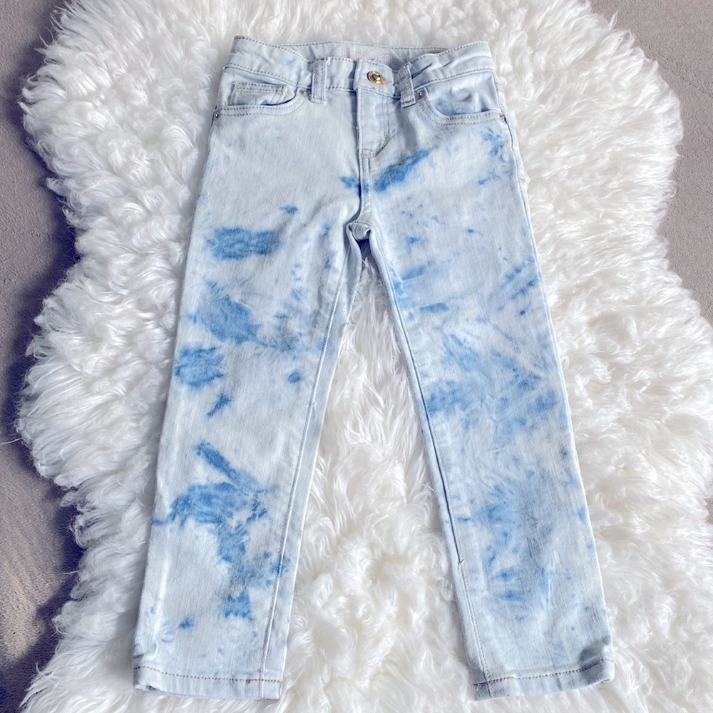 Cherokee Super Skinny Crop Printed Design Light Blue Denim Jeans Girls Size 5 !!